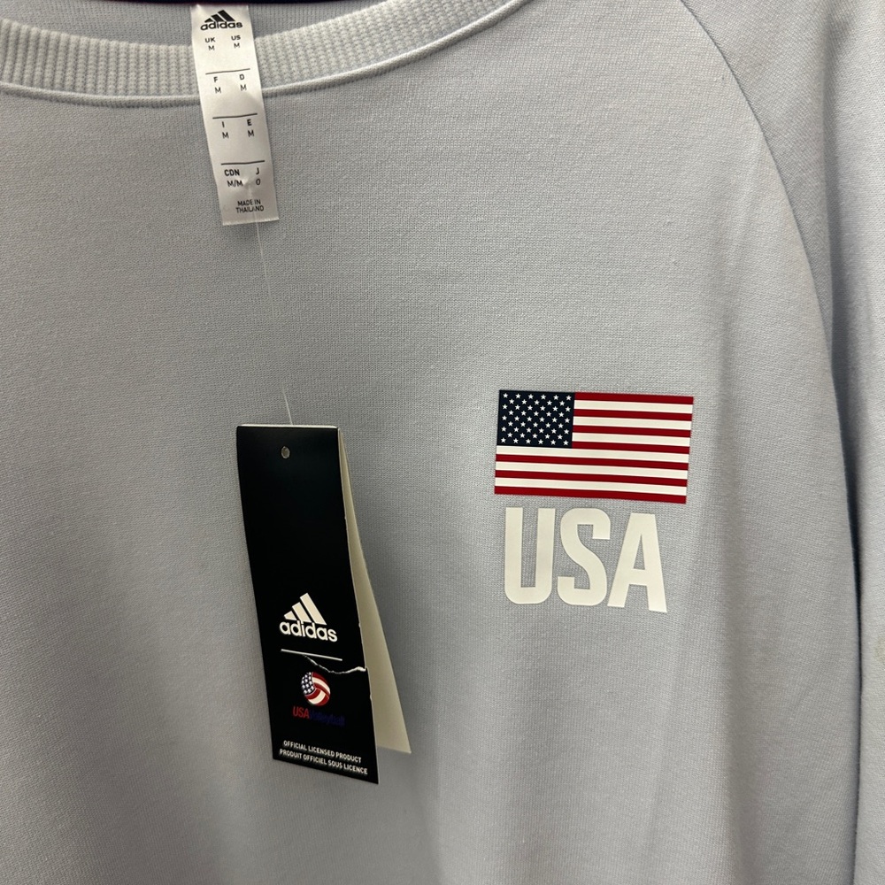 Adidas USA Volleyball Crewneck Sweatshirt Gray Men’s Medium NWT FU0109 - Picture 2 of 5